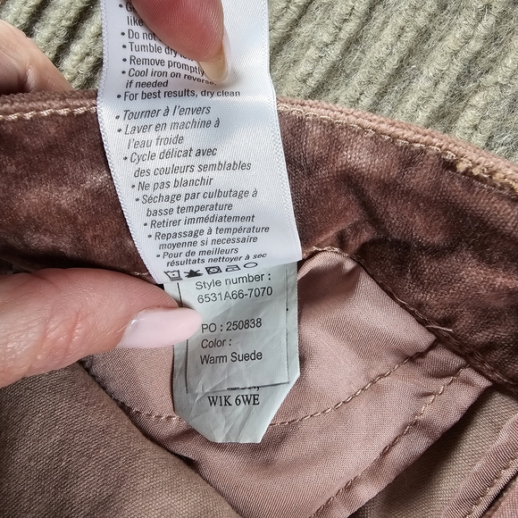 PAIGE Cindy Twist Seam Straight Leg Velvet Pants Jeans Rose Tea Sz 29 PINK - Picture 10 of 12